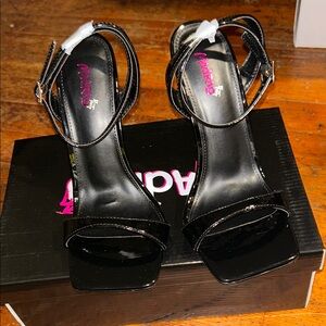 Pleaser Black Patent Strappy Heels